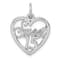 Rhodium Over 14k White Gold Sweet 15 Heart Charm