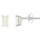 5x3mm Emerald Cut Opal 14k White Gold Stud Earrings
