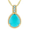 Turquoise Pear And Blue Topaz Pendant Necklace In 18K Gold Over Sterling Silver