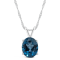 10x8mm Oval London Blue Topaz Rhodium Over Sterling Silver Pendant With Chain
