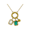 Green And Clear Emerald-Cut Charm Necklace In Gold-Tone 20 Inch