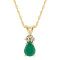 6x4mm Pear Shape Emerald with Diamond Accents 14k Yellow Gold Pendant
With Chain