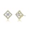 CZ Halo Stud Earrings In 14K Gold Over Brass