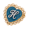 Gold Tone Filigree Heart Blue Enamel Initial Pin