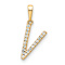 14k Yellow Gold Diamond Letter V Initial Pendant