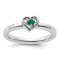 Sterling Silver Stackable Expressions Lab Created Emerald Heart Ring 0.06ctw