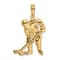 14k Yellow Gold Textured Hockey Player with Stick and Puck Charm