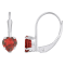5mm Heart Shape Garnet Rhodium Over 10k White Gold Drop Earrings