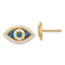 10k Yellow Gold Polished Blue and Clear Cubic Zirconia Evil Eye Stud Earrings