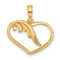 14k Yellow Gold Polished Fancy Wings and Heart Charm