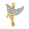 14K Two-tone Gold Polished Hummingbird Filigree Wings Pendant