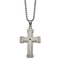 Black Cubic Zirconia Stainless Steel Men's Cross Pendant With Chain