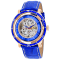 Christian Van Sant Men's Dome White Skeleton Dial, Blue Bezel, Blue
Leather Strap Watch