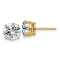 14K Yellow Gold 3ct. 7.5mm Round J-K Color Moissanite Earrings