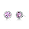 Pink CZ Halo Stud Earrings In Sterling Silver