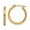 14k Yellow Gold 5/8" Polished Satin and Diamond-Cut Hoop Earrings