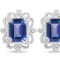 Rectangular Octagonal Tanzanite and CZ Rhodium Over Sterling Silver
Earrings, 4.13ctw