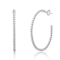 Modern Texture Bead C-Hoop Earrings In Rhodium Over Brass