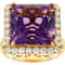 Amethyst Princess Cut And White Zircon Ring In 18K Gold Over Sterling
Silver 11.40ctw