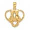 14K Yellow Gold Sitting Cats Heart Pendant