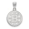 Rhodium Over Sterling Silver NHL LogoArt Boston Bruins Medium Pendant