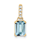10k Yellow Gold 1 ctw Aquamarine and Accent Diamond Pendant