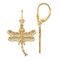 14k Yellow Gold Dragonfly with Filigree Wings Dangle Earrings