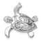 Rhodium Over Sterling Silver Polished Flower Back Turtle Chain Slide Pendant