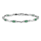 Rhodium Over 14k White Gold Diamond and Emerald Bracelet