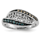 Sterling Silver 0.33ctw White, Champagne and Blue Diamond Antiqued Ring