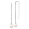 Rhodium Over 14K White Gold 7-8mm White Teardrop Freshwater Cultured
Pearl Threader Earrings