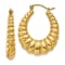 14k Yellow Gold Polished Textured 1/2" Scalloped Hoop Earrings