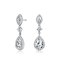 Pear Shape CZ Halo Drop Earrings In Sterling Silver