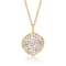 Pave CZ Circle Pendant Necklace In 14K Gold Over Brass