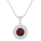 7mm Round Garnet And White Topaz Accent Rhodium Over Sterling Silver
Double Halo Pendant w/Chain
