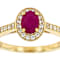 Ruby Oval And White Zircon Ring In 18K Gold Over Sterling Silver 1.25ctw