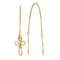 14K Yellow Gold Polished Diamond-Cut Box Chain with Cross Dangle Earrings