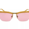 Gucci Brushed Gold Tone and Caramel Frame / Pink Lens Sunglasses