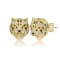 Clear Cubic Zirconia, 14k Gold Plated over Sterling Silver Leopard Head
Stud Earrings