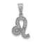 Rhodium Over 14K White Gold Diamond Leo Zodiac Pendant