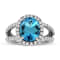 Blue Topaz and Diamond 14k White Gold Halo Split Shank Ring 4.00ctw