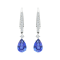 14K White Gold Pear Shape Tanzanite and Diamond Earrings 2.88ctw