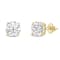 White Cubic Zirconia 14k Yellow Gold Studs With Velvet Gift Box 4ctw