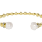 Freshwater Pearl And CZ Cuff Bangle In 18K Gold Over Bronze