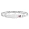 Rhodium Over 14k White Gold Medical Soft Diamond Shape Red Enamel Flat
Curb Link ID Bracelet