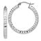 Rhodium Over Sterling Silver Diamond-cut 3x30mm Square Tube Hoop Earrings