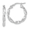Rhodium Over 14k White Gold 15/16" Polished and Textured Twisted
Hoop Earrings