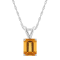 8x6mm Emerald Cut Citrine 14k White Gold Pendant With Chain