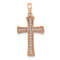 14k Rose Gold Textured Diamond Cross Pendant