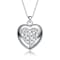 Pave CZ Heart Pendant Necklace In White Rhodium Over Brass